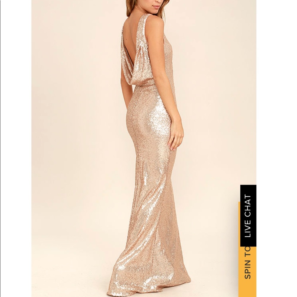 Slink & Wink Matte Rose Gold Sequin Gown ✨